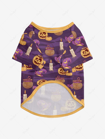 Pumpkin Wizard Hat Candle Printed Halloween T-shirt Pants Dog And Owner Matching Outfits