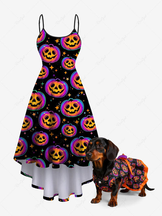 Halloween Pumpkin Star Print Dresses Dog and Owner Matching Outfits