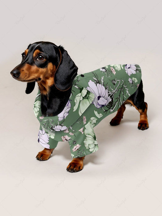 Pet's Flower Branch Print Hawaii Button Shirt