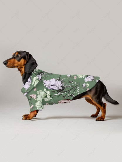 Pet's Flower Branch Print Hawaii Button Shirt