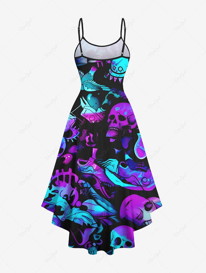 Skull Bird Graffiti Printed Shirt Dress Dog And Owner Matching Outfits