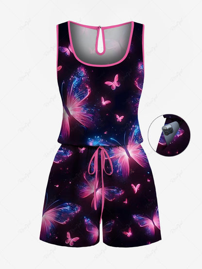 Glitter Butterfly Galaxy Printed Tank Top Romper Dog And Owner Matching Outfits