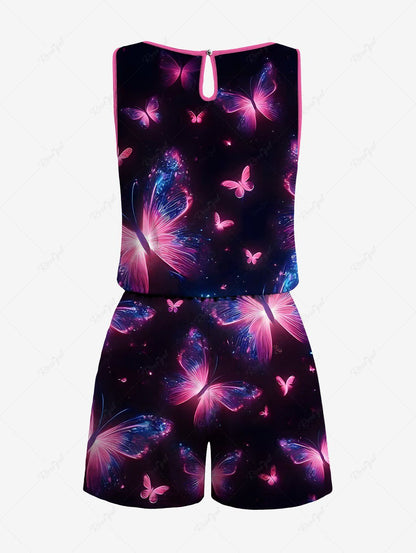 Glitter Butterfly Galaxy Printed Tank Top Romper Dog And Owner Matching Outfits