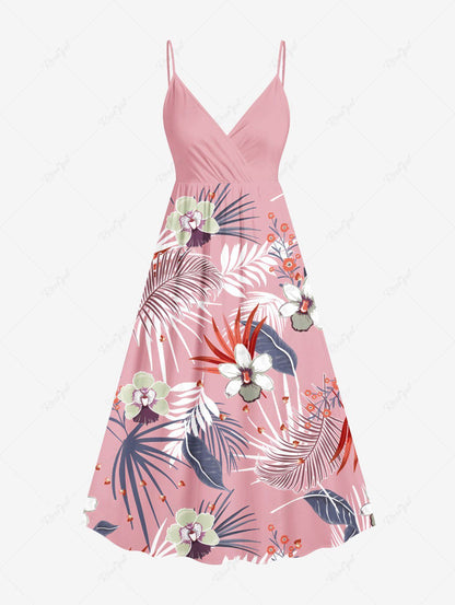 Tropical Leaf Hibiscus Flower Printed Hawaii Shirt Dress Dog And Owner Matching Outfits