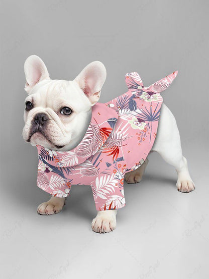 Tropical Leaf Hibiscus Flower Printed Hawaii Shirt Dress Dog And Owner Matching Outfits