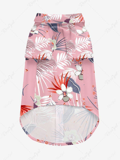 Tropical Leaf Hibiscus Flower Printed Hawaii Shirt Dress Dog And Owner Matching Outfits