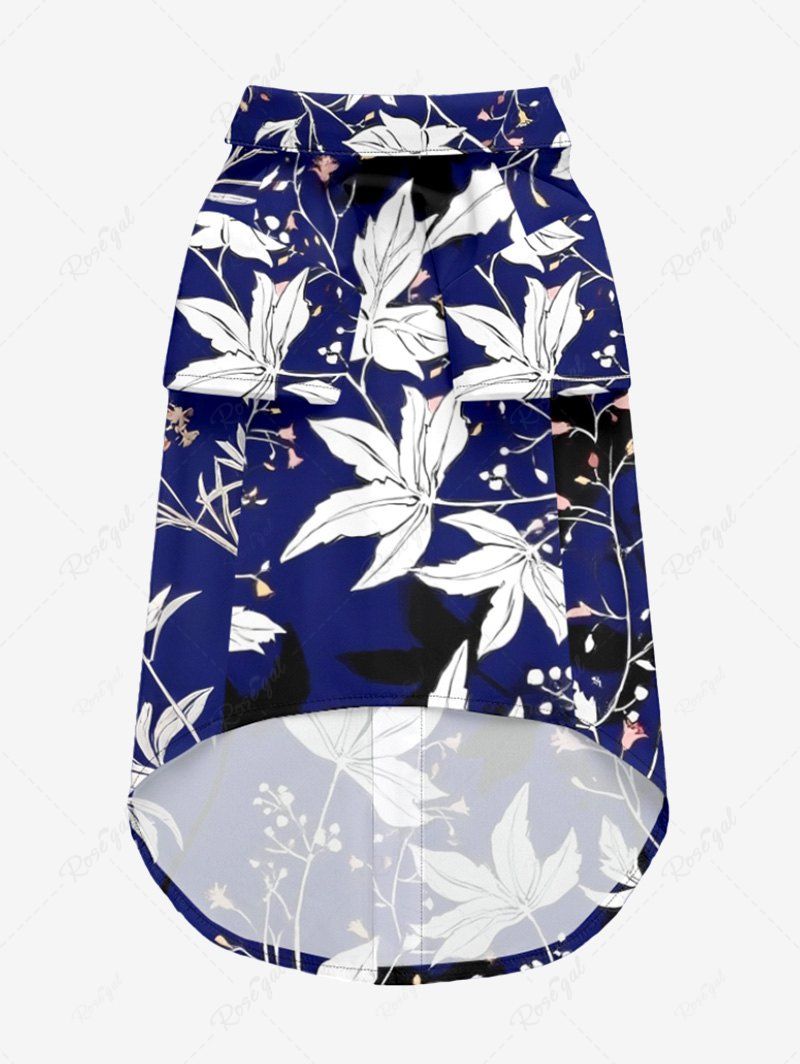 Leaf Branch Printed Shirt Romper Dog And Owner Matching Outfits