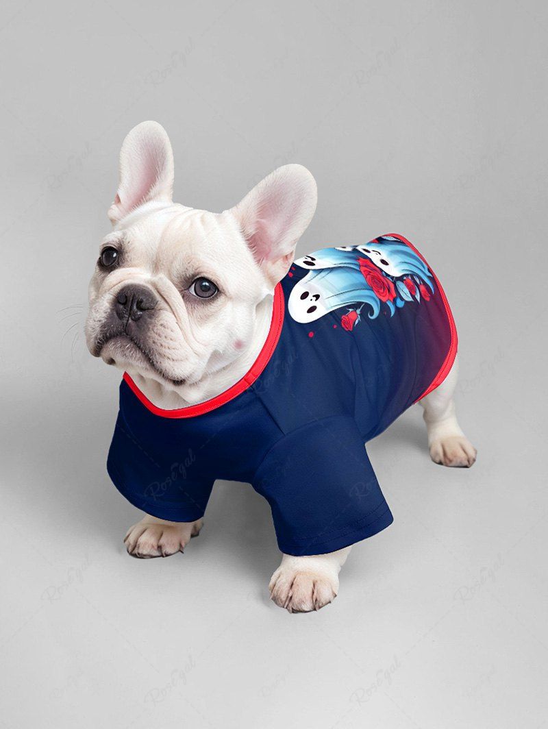 Ghost Rose Flower Printed Halloween T-shirt Dog And Owner Matching Outfits