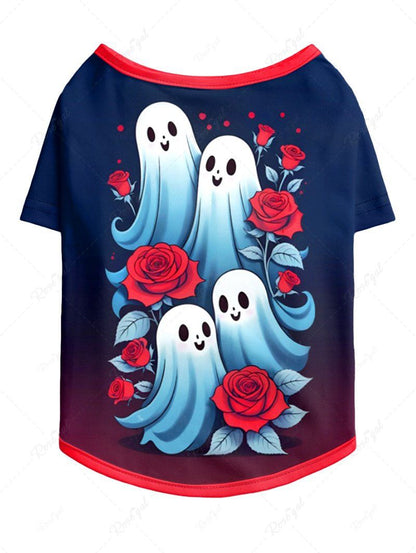 Ghost Rose Flower Printed Halloween T-shirt Dog And Owner Matching Outfits