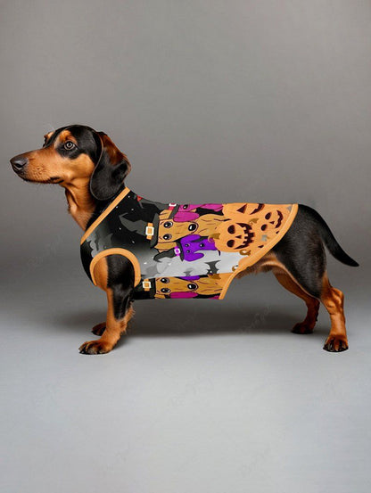 Pumpkin Puppy Bat Ombre Galaxy Printed Halloween Tank Top T-shirt Dog And Owner Matching Outfits