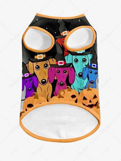 Pumpkin Puppy Bat Ombre Galaxy Printed Halloween Tank Top T-shirt Dog And Owner Matching Outfits