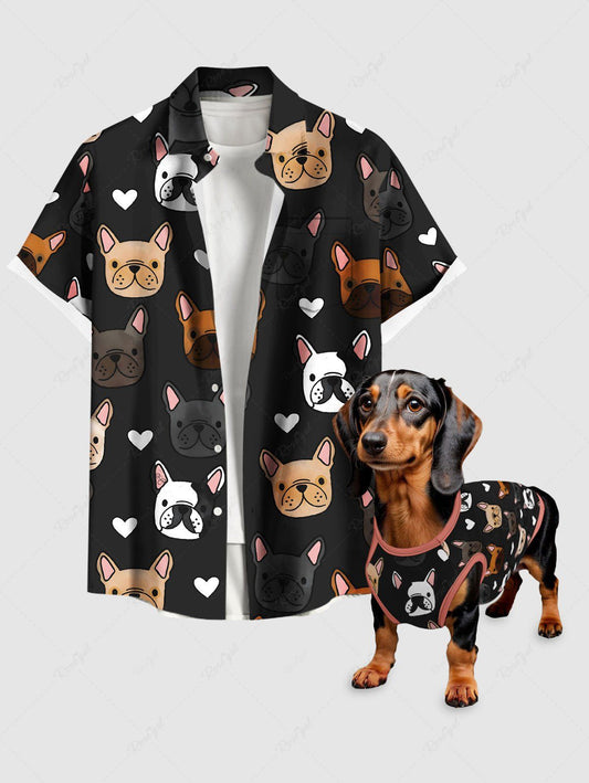 Cute Puppy Heart Printed Tank Top Shirt Dog And Owner Matching Outfits