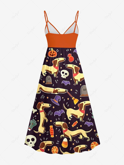 Puppy Skull Pumpkin Bat Candy Printed Halloween Shirt Dress Dog And Owner Matching Outfits