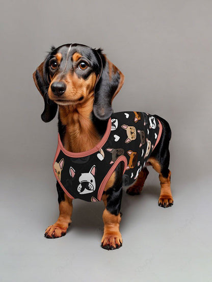 Cute Puppy Heart Printed Tank Top Shirt Dog And Owner Matching Outfits