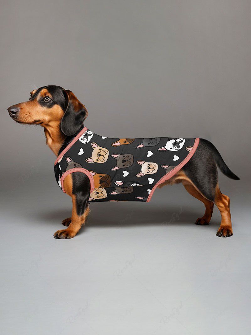Cute Puppy Heart Printed Tank Top Shirt Dog And Owner Matching Outfits