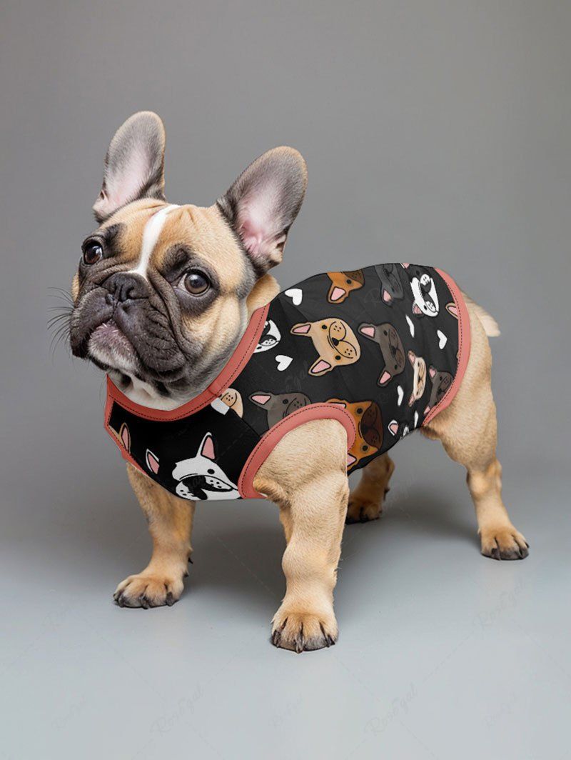 Cute Puppy Heart Printed Tank Top Shirt Dog And Owner Matching Outfits