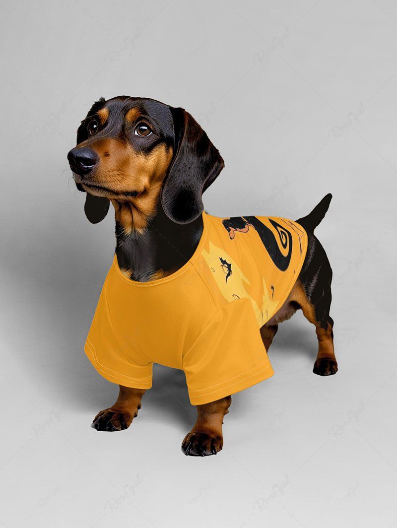Pet's Dog Spiral Tree Spider Print Halloween T-shirt