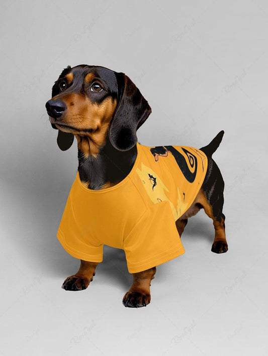 Pet's Dog Spiral Tree Spider Print Halloween T-shirt