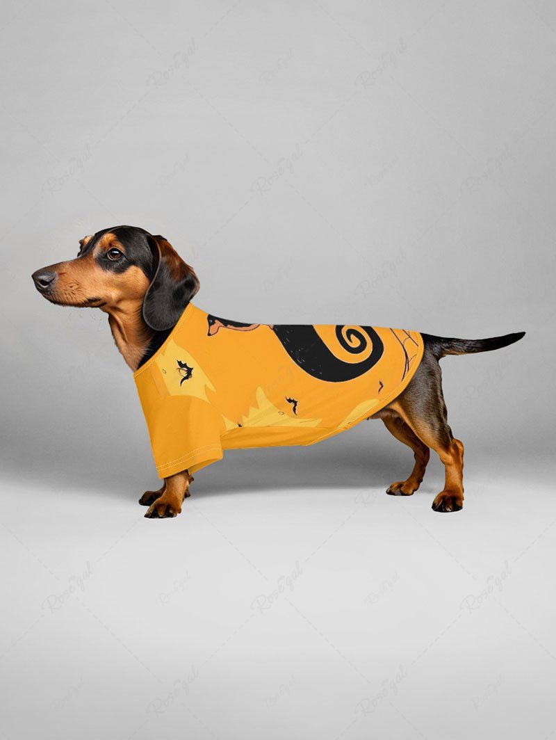 Pet's Dog Spiral Tree Spider Print Halloween T-shirt