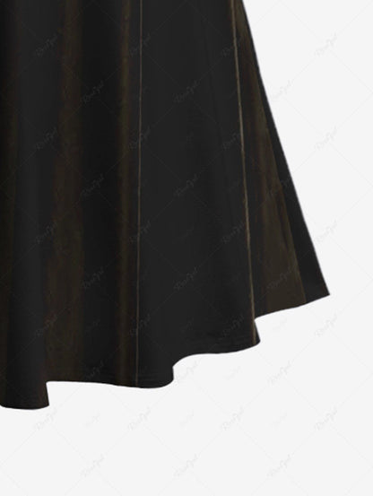 Plus Size Halloween Costume Pirate Style 3D Printed Cold Shoulder Crisscross Maxi Dress