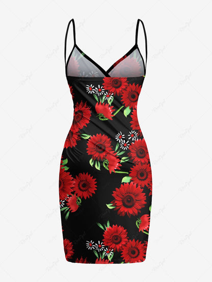 Plus Size Daisy Flower Print Hawaii Convertible Beach Cover Up