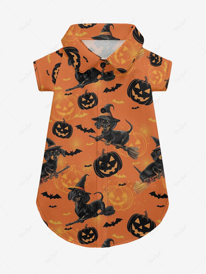 Halloween Pumpkin Dog Bat Print Shirt and Dress Dog and Owner Matching Outfits