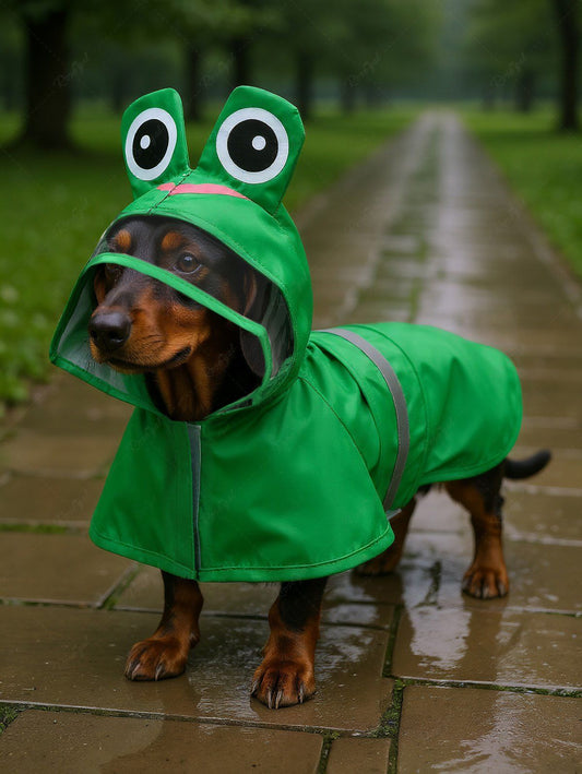 Pet's Frog Pattern Velcro Reflective Stripe Waterproof Raincoat