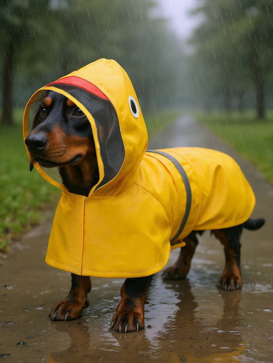 Pet's Duck Pattern Velcro Reflective Stripe Waterproof Raincoat