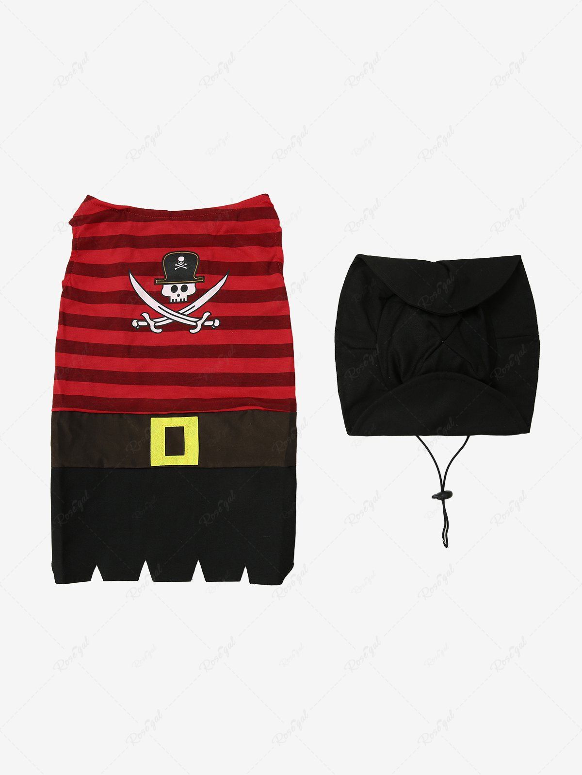 Pet's Skull Stripes Print Halloween Costume Tank Top With Hat