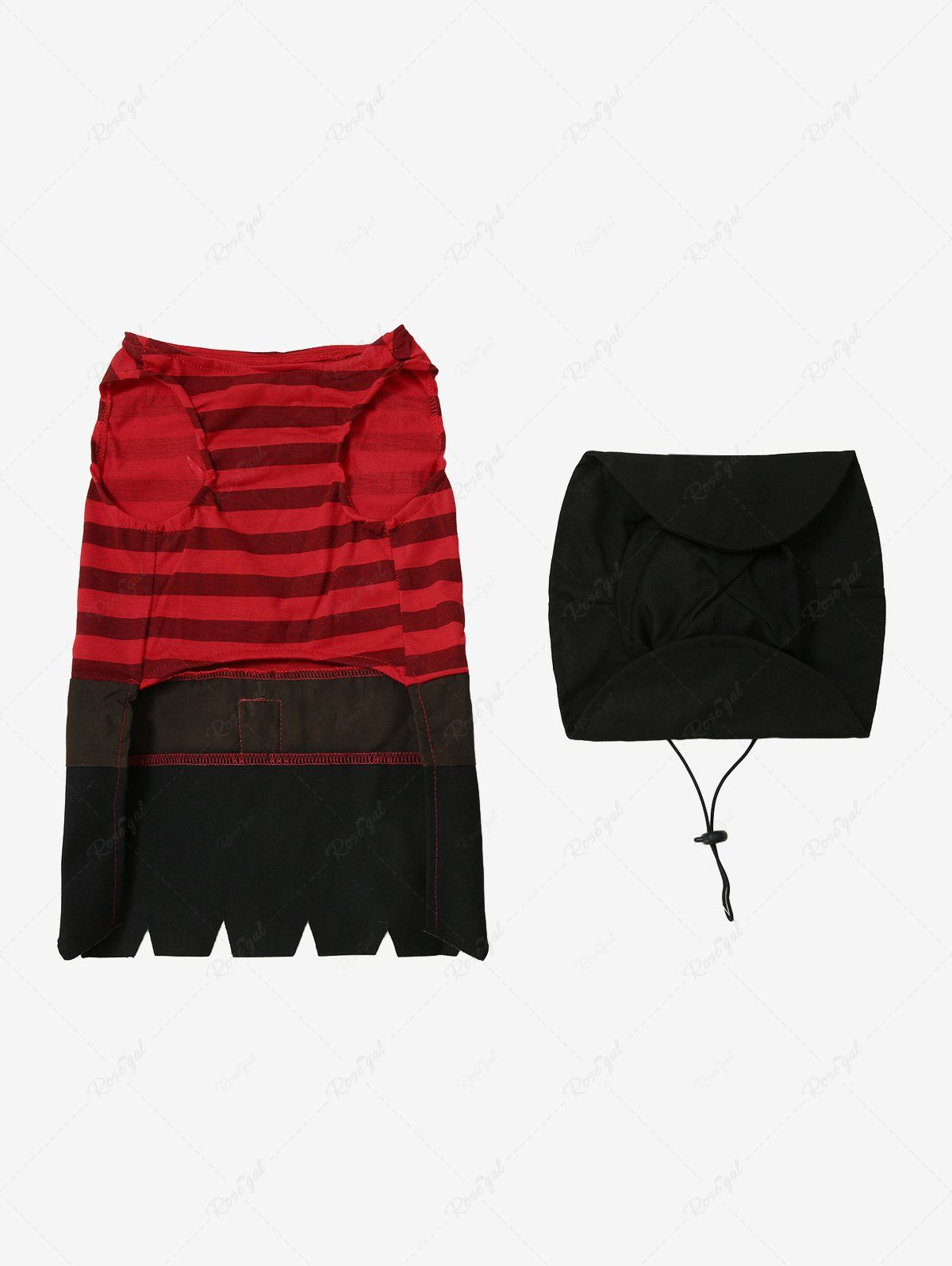 Pet's Skull Stripes Print Halloween Costume Tank Top With Hat