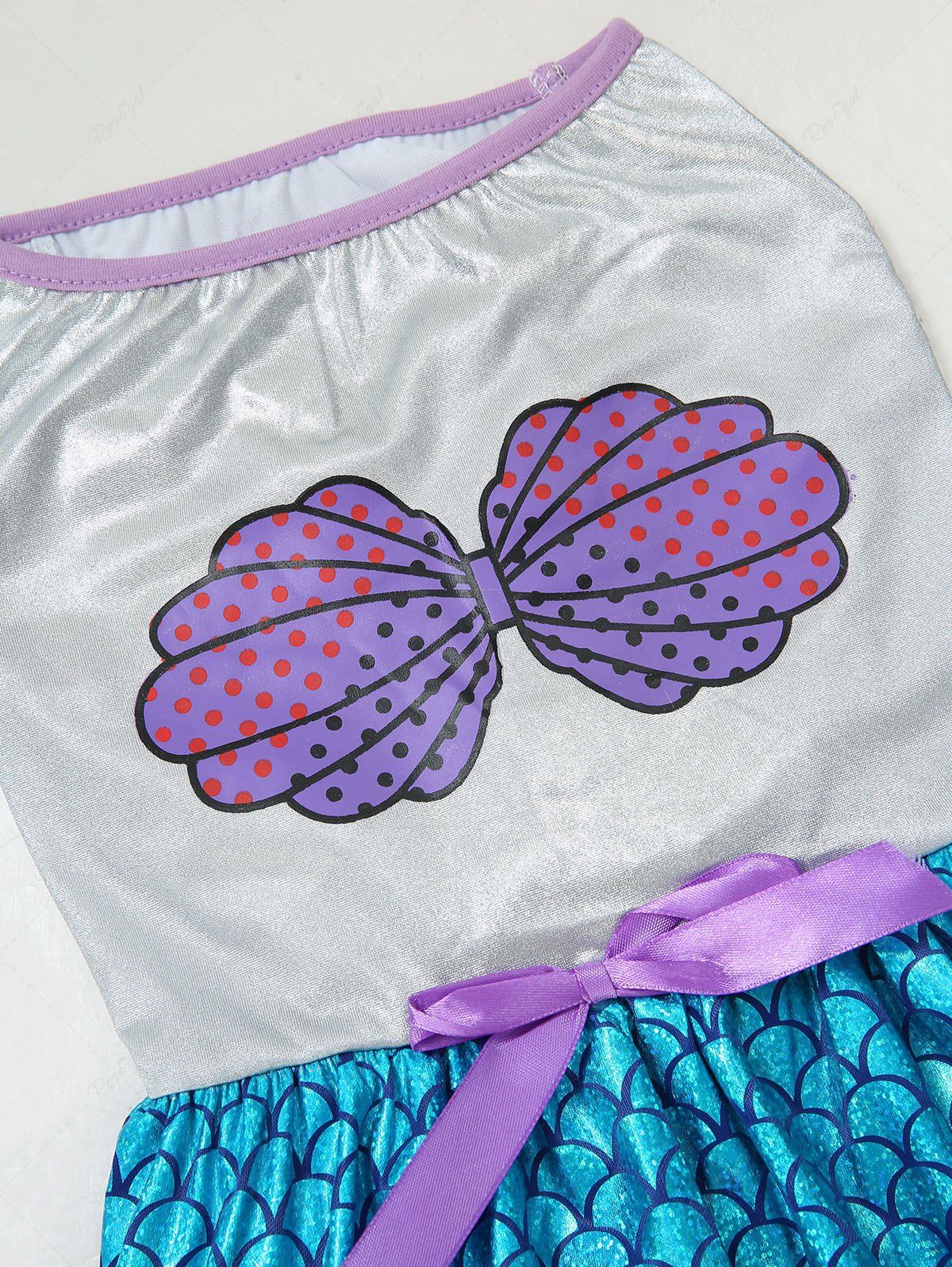 Pet's Shell Mermaid Print Bowknot Costume Dress