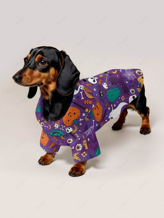 Pet's Halloween Skulls Pumpkin Spider Bat Ghost Print Shirt
