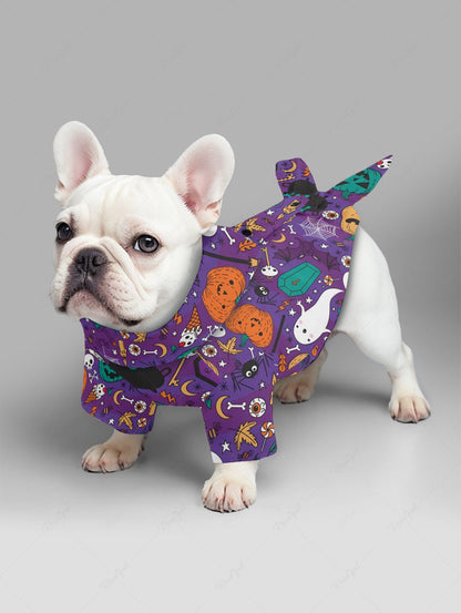 Pet's Halloween Skulls Pumpkin Spider Bat Ghost Print Shirt