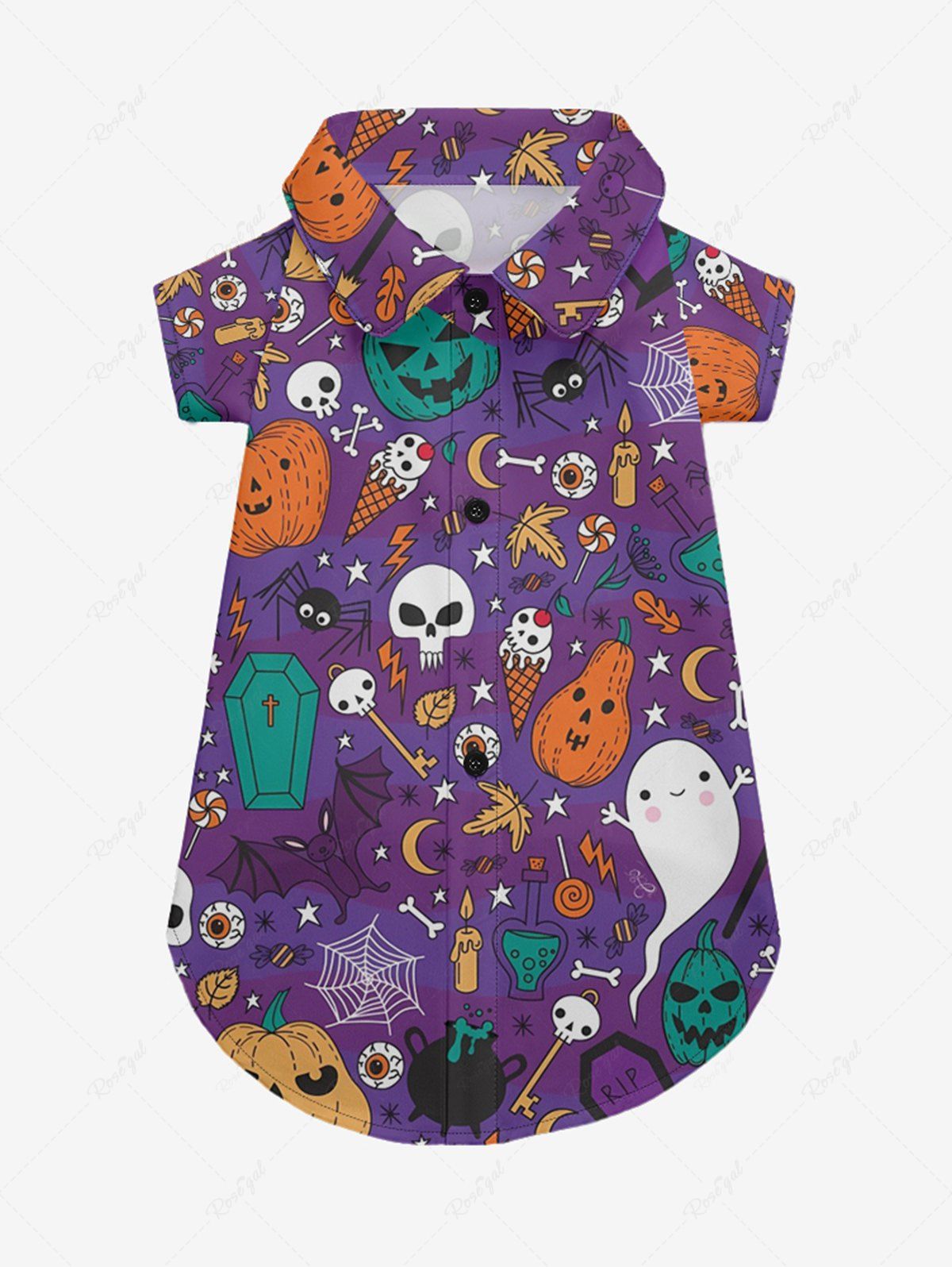 Pet's Halloween Skulls Pumpkin Spider Bat Ghost Print Shirt