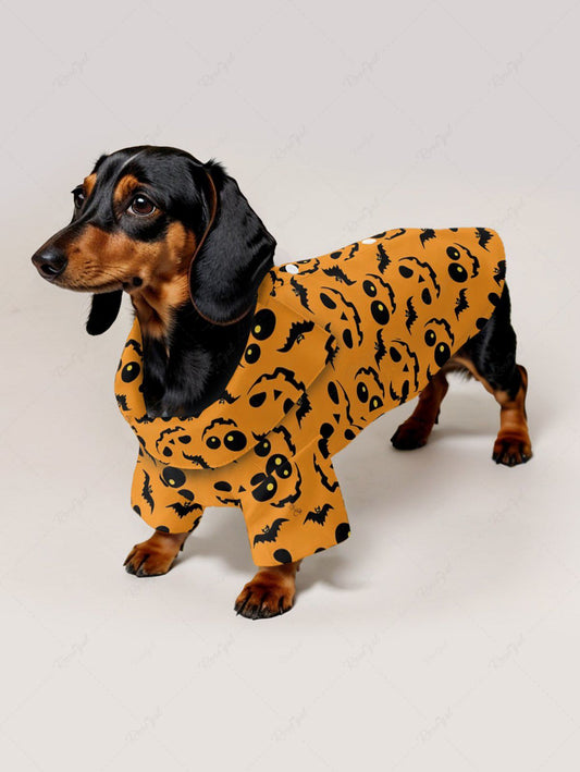 Pet's Bat Pumpkin Ghost Face Print Halloween Button Shirt