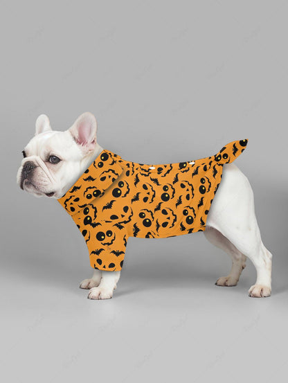 Pet's Bat Pumpkin Ghost Face Print Halloween Button Shirt