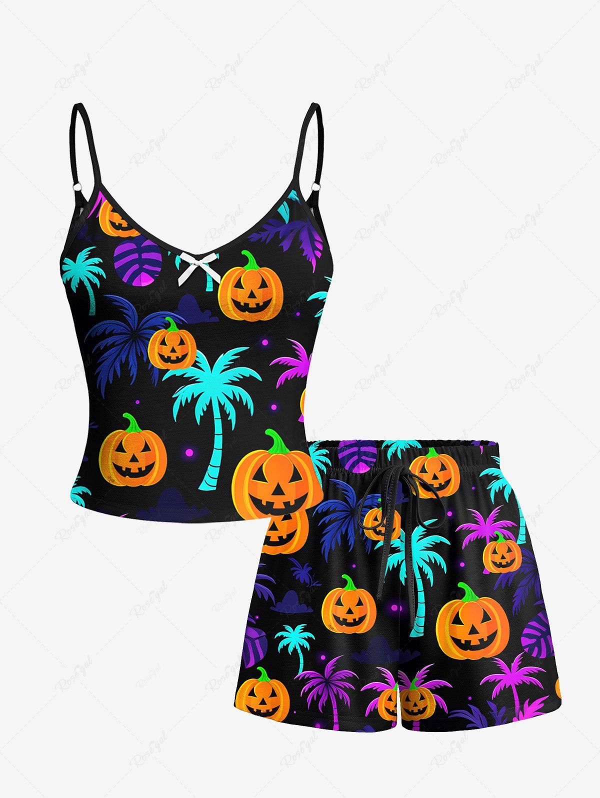 Halloween Pumpkin Topical Leaf Print Pajamas Dog and Owner Matching Outfits