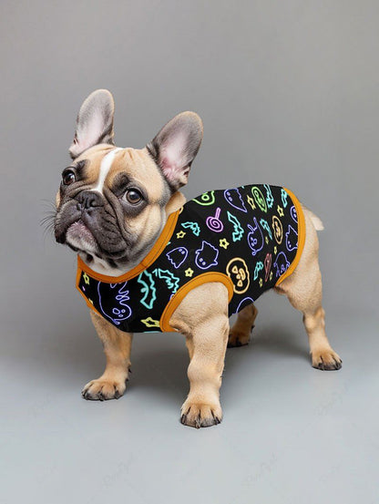 Glitter Ghost Bat Pumpkin Star Printed Halloween Tank Top Pajama Set Dog And Owner Matching Outfits