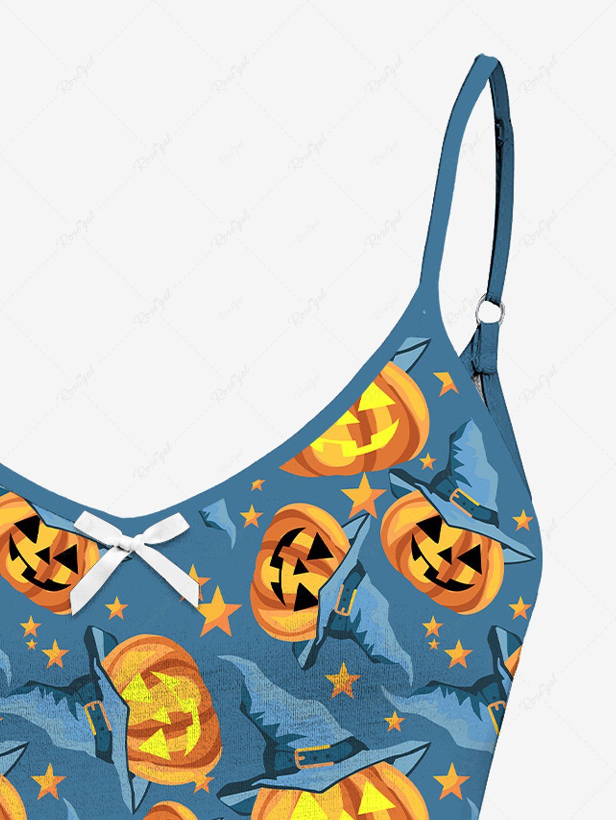 Halloween Pumpkin Stars Print Cami Top And Drawstring Boyshorts Pajama