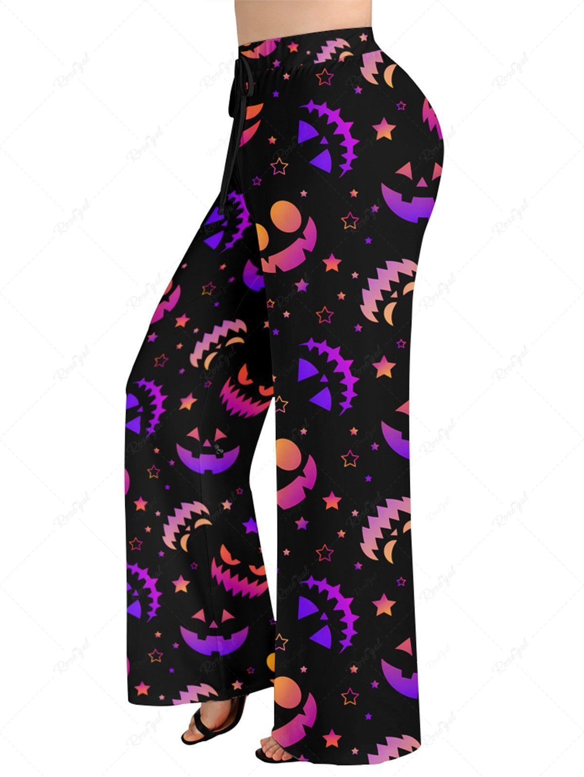 Halloween Pumpkin Smile Face Stars Printed Pajama and Wide Leg Pants Dog and Owner Matching Outfits