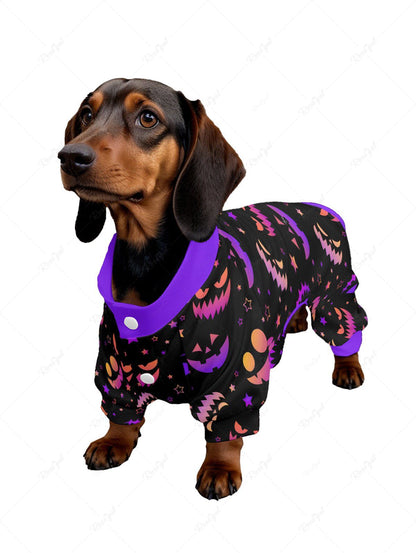 Halloween Pumpkin Smile Face Stars Printed Pajama and Wide Leg Pants Dog and Owner Matching Outfits