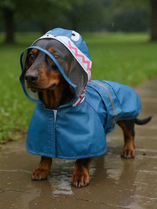 Pet's Sharks Print Reflective Stripe Raincoat