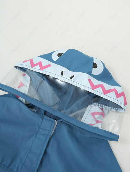 Pet's Sharks Print Reflective Stripe Raincoat