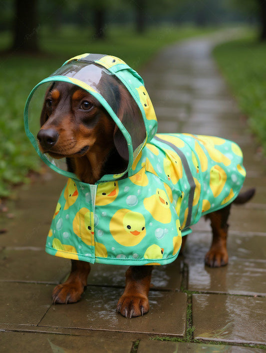 Pet's Ducks Bubble Print Reflective Stripe Raincoats