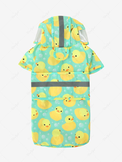 Pet's Ducks Bubble Print Reflective Stripe Raincoats