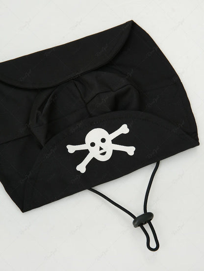Pet's Halloween Pirate Costume Skull Stripes Print Cape Cloak With Hat