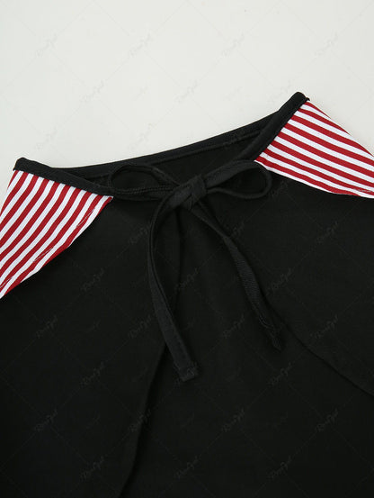 Pet's Halloween Pirate Costume Skull Stripes Print Cape Cloak With Hat