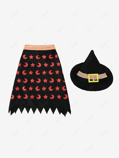 Pet's Halloween Costume Star Moon Print Wizard Cape Cloak With Hat
