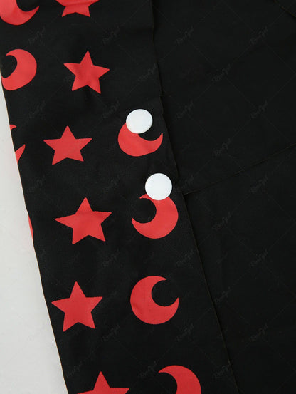Pet's Halloween Costume Star Moon Print Wizard Cape Cloak With Hat