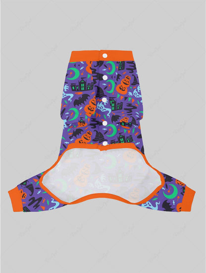 Pumpkin Bat Ghost Castle Moon Printed Halloween Pajama Dog And Owner Matching Outfits